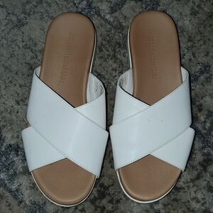 White Platform Criss Cross Slides